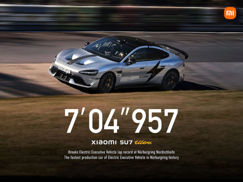 Xiaomi SU7 Ultra Prototype Becomes Third Fastest Car Around The Nurburgring